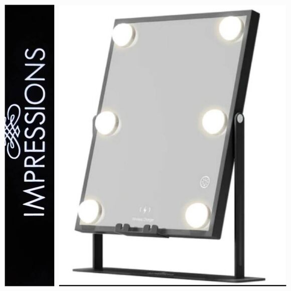 Impressions Hollywood Tri-Tone LED Makeup Mirror w/Bluetooth- Black - Picture 1 of 9